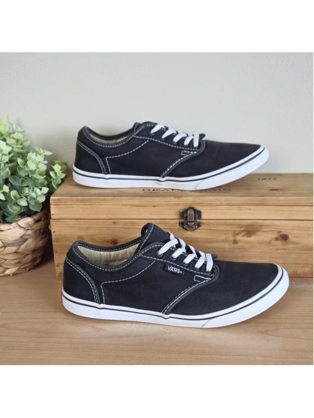 Vans 7 Atwood Black Lace Up Canvas Low Top SK8 Skater Sneakers Shoes Women's